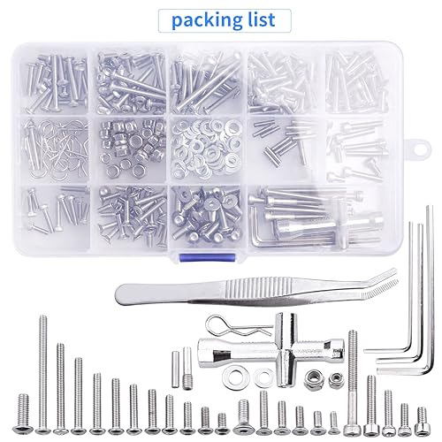 Miniatura 7 de Kit de tornillos RC M2.5 M3 M4, arandelas, tuercas de bloqueo, clips de cuerpo, pasadores de rueda, llave cruzada, cierre de hardware para 110