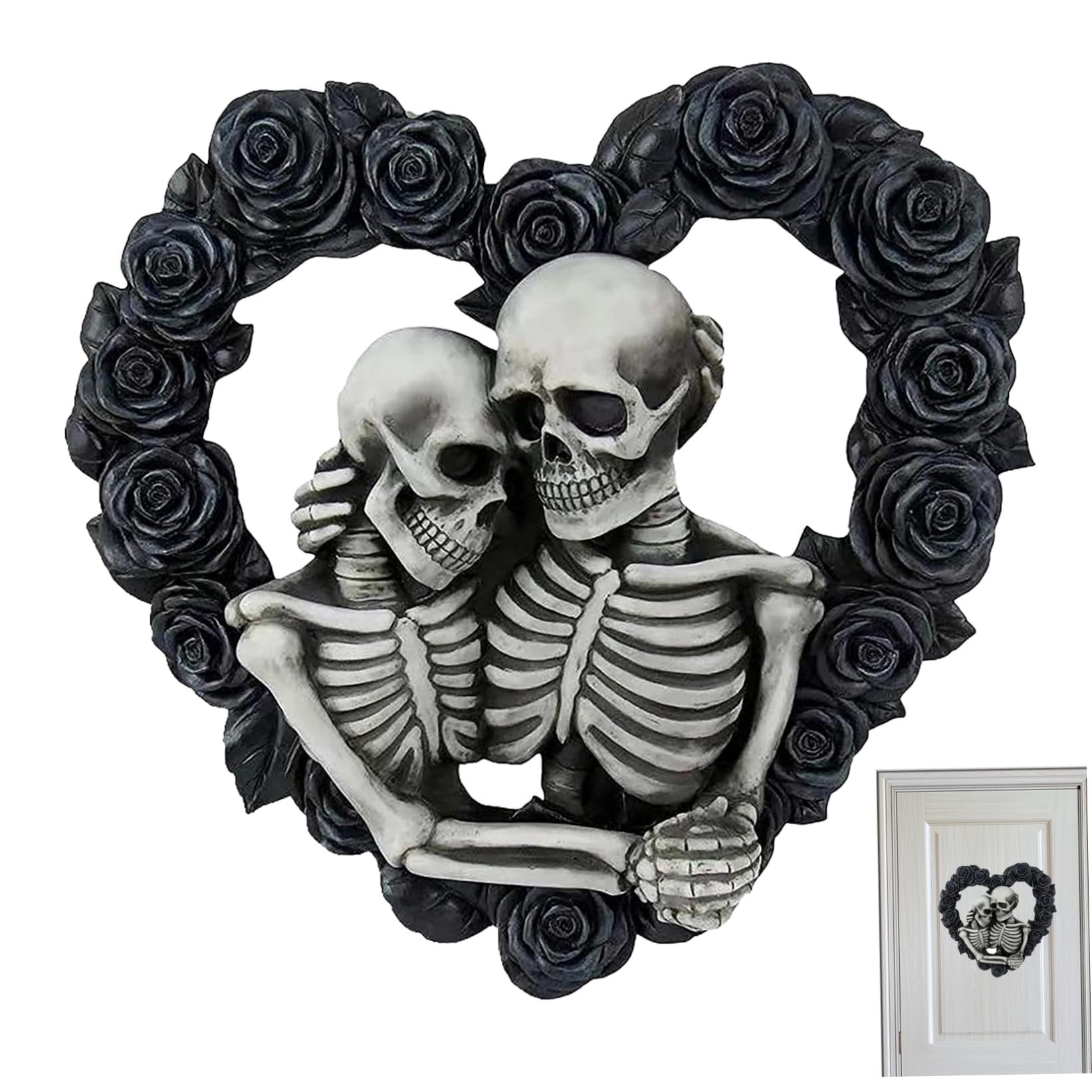 CNAFGBGG Halloween Wreath, 7.9in Skull Ornament, Gothic Front Door Decor.