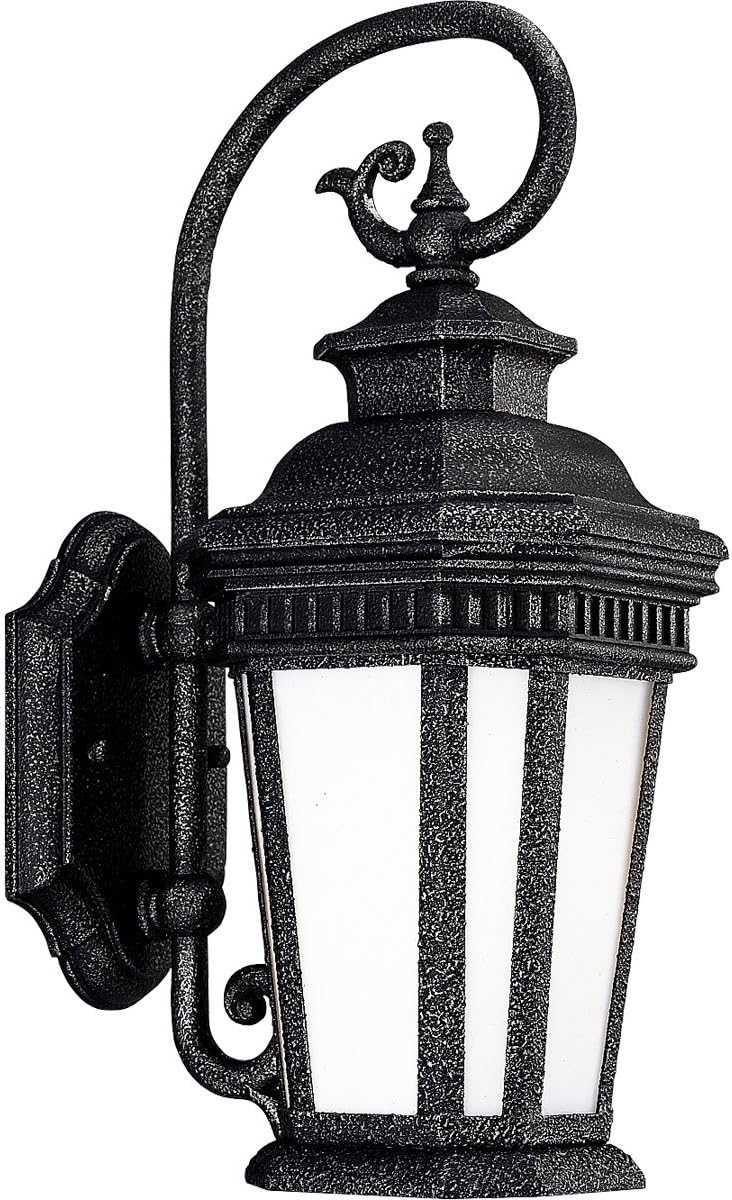 Progress Lighting P5621-71 1-Light Wall Lantern with White Art Glass, Gilded Iron