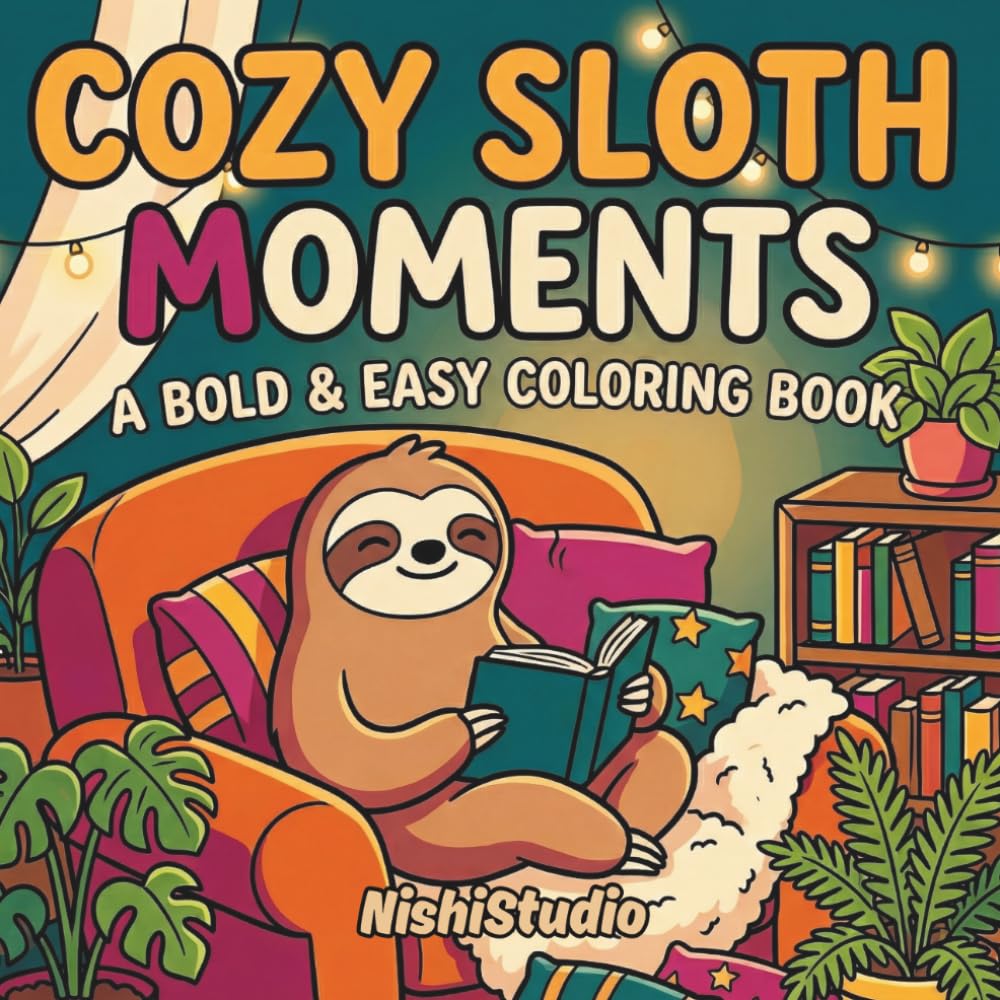 Cozy Sloth Moments: A Bold & Easy Coloring Book for Relaxation & Slow Living: 40+ Adorably Calm Sloth Scenes for Stress Relief, Mindfulness, and Cozy Creative Joy