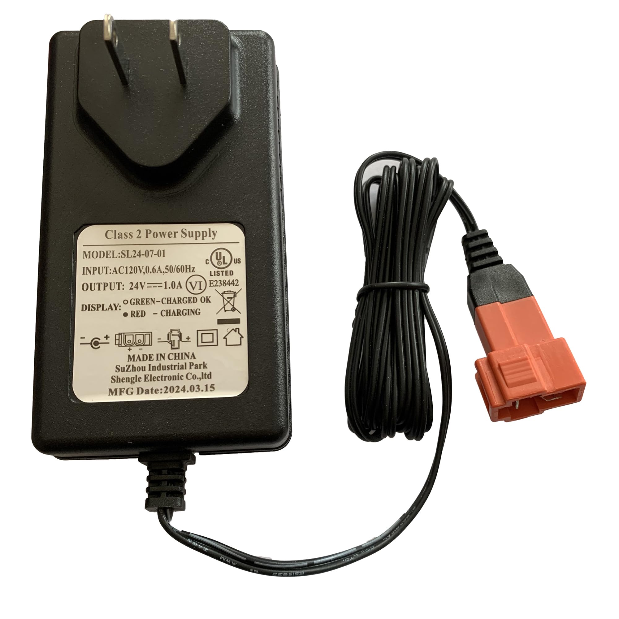 Square Socket 24V Battery Charger for Ride on Toys,Compatible with 24Volt Kid trax huffy torex Replacement Parts for Kids Ride on car