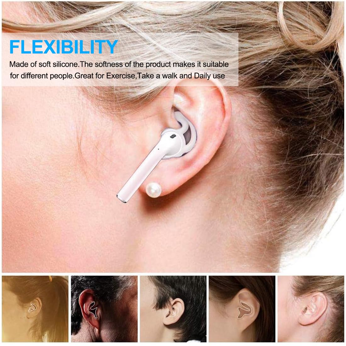 Crochet d'oreille Remplaçable en Silicone Souple Compatible avec AirPods, Antidérapant et Anti-Perte, Accessoire Écouteur Multicolore