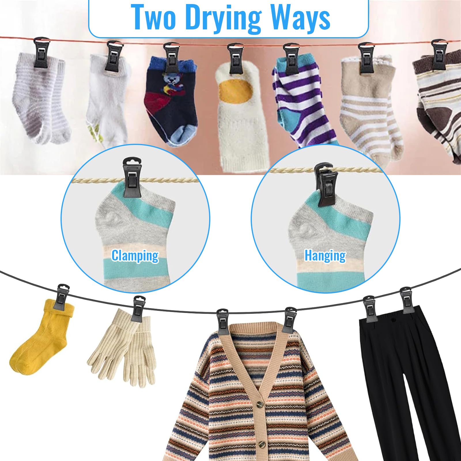 60 Mollette Per Calzini Per Lavatrice E Asciugatrice - Con Gancio, Per Evitare Perdite E Piegature - Foto 8