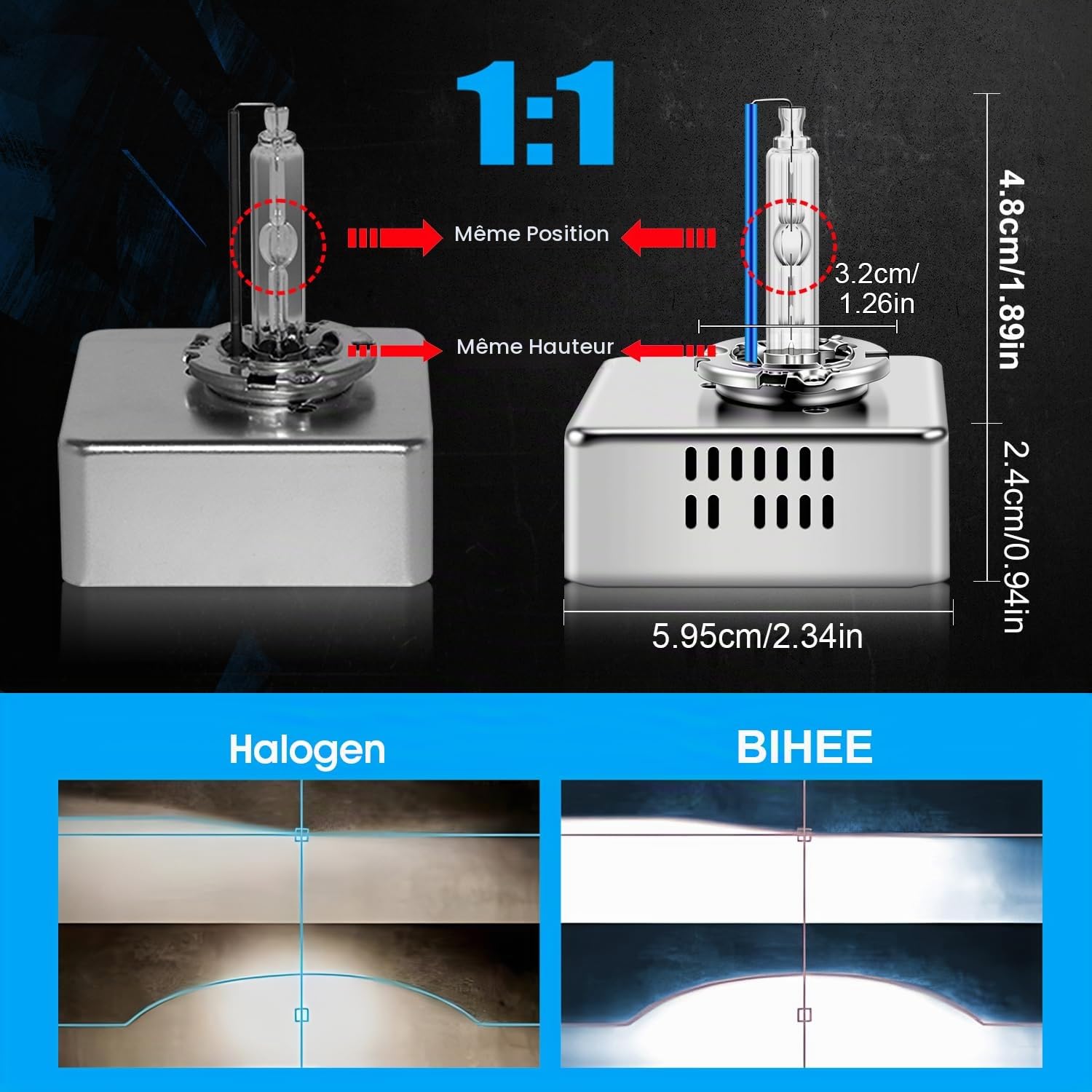 Ampoules Xenon D5S 8000K Xénon HID Ampoules Voiture Bleu Glacier 12V 35W Remplacer HID Kit de Conversion, 1 Lampes