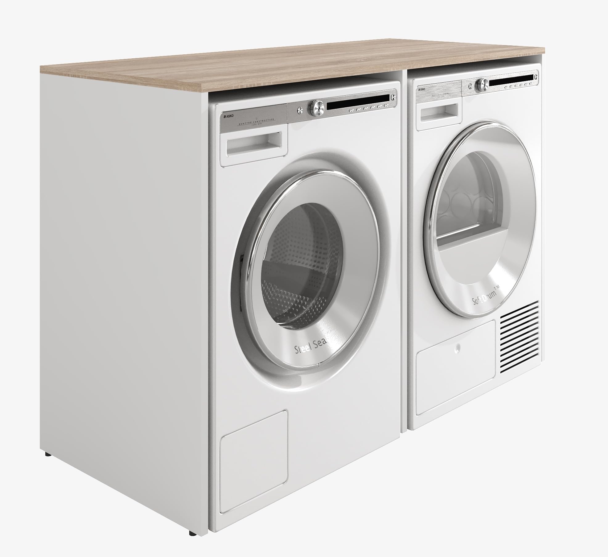PLATAN ROOM Waschmaschinenschrank 130 cm breit Überbauschrank Waschmaschine oder Wäschetrockner Schrank für Bad (65 cm tief, Weiß/Sonoma Eiche)
