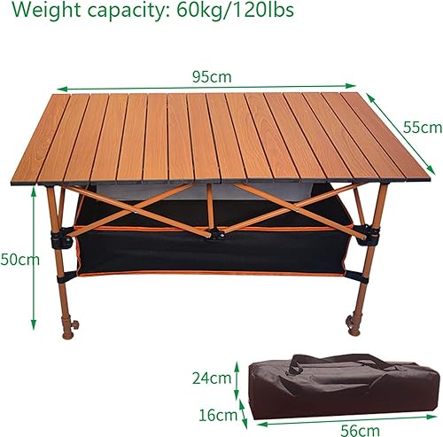 Miniatura 2 de Mesa plegable portátil de altura ajustable ligera, con bolsa de transporte para cocinar al aire libre, picnic, campamento, barco, viajes (tamaño