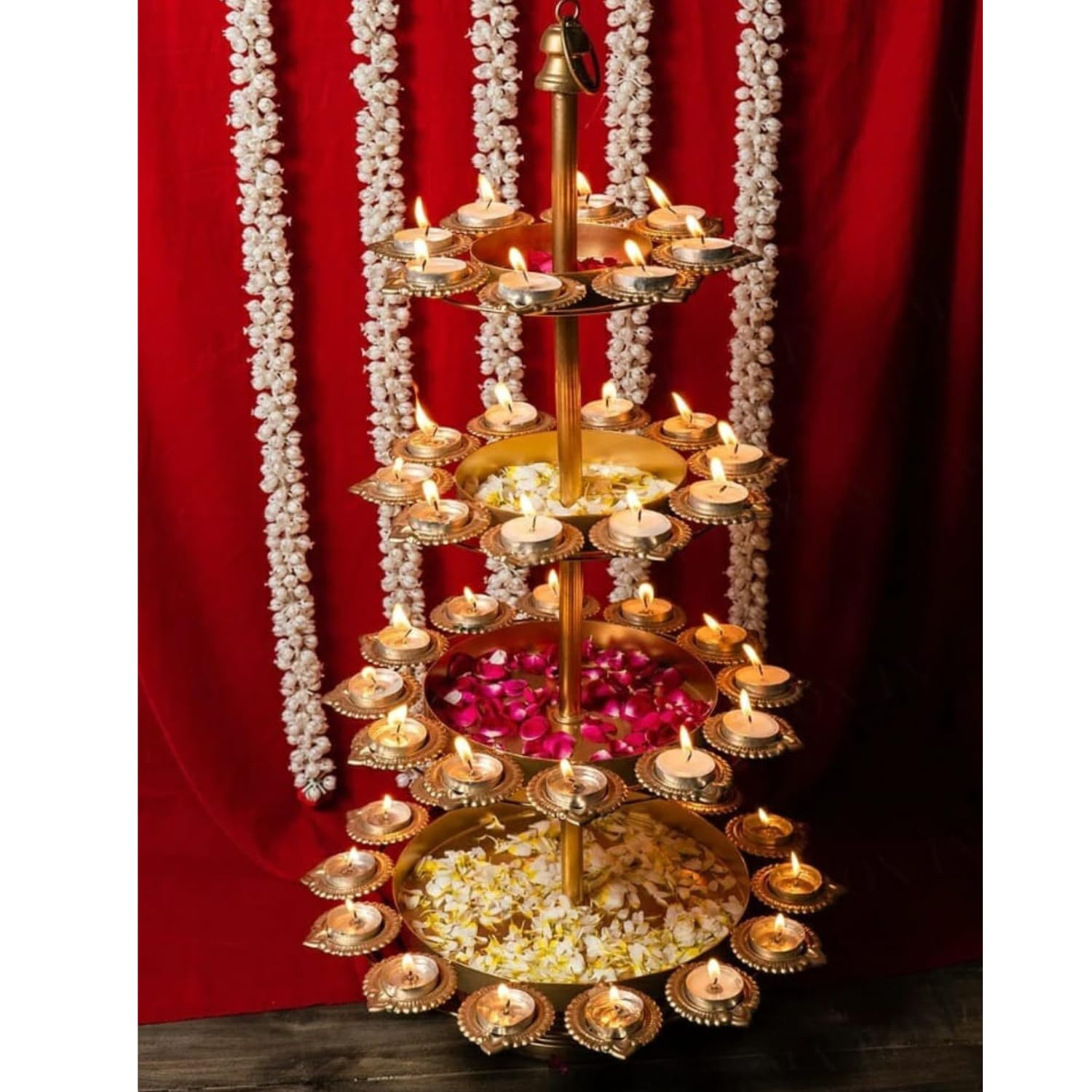 FINE DECOR Urli Bowl for Living Room, Bedroom and Table Décor - Diwali Decoration Item for Home - 4 Tier Diya Urli for Floating Flowers-image-23
