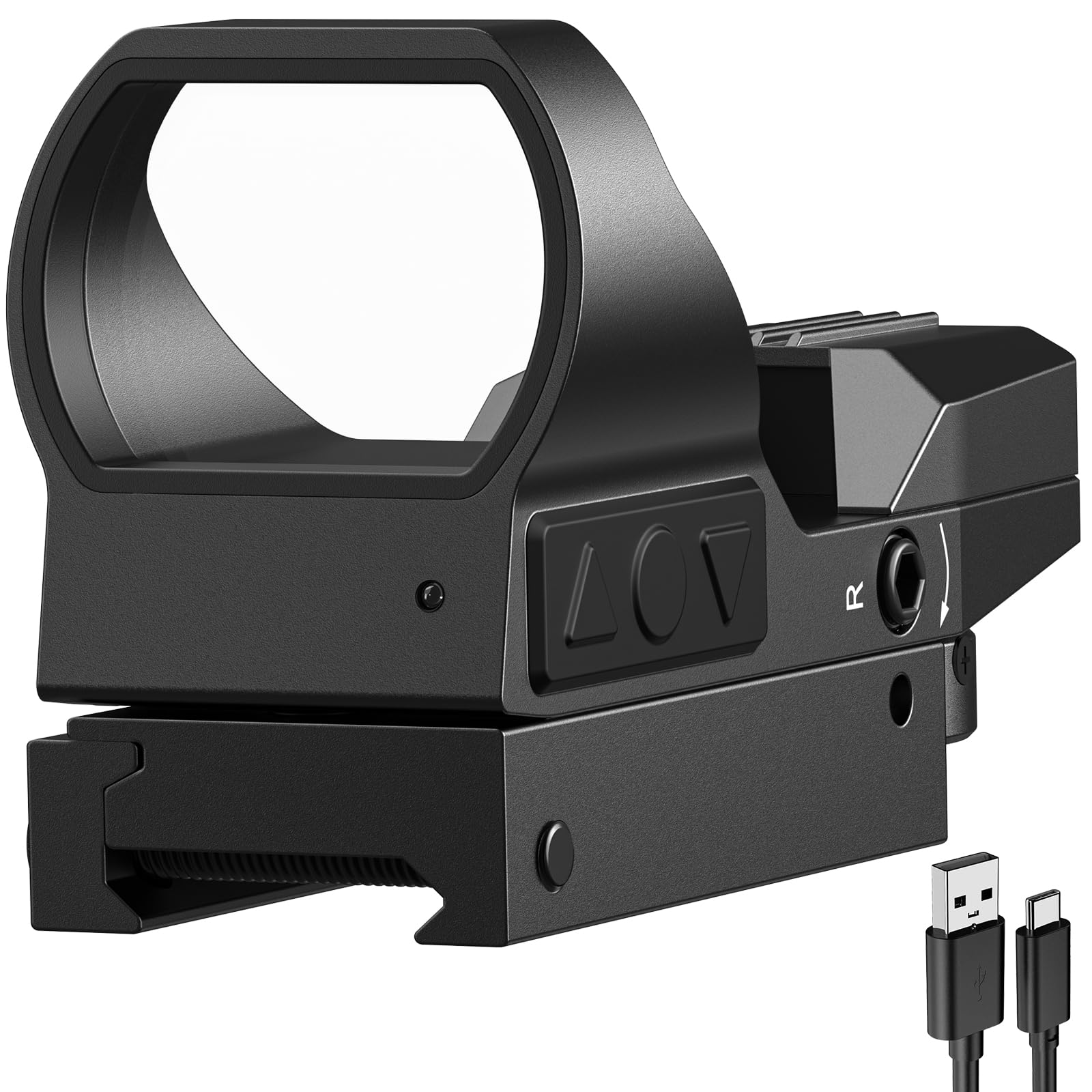 MidTen Rechargeable Motion Awake Green & Red Dot Sight, 4 Adjustable Reticles Reflex Sight Scope Paintball Optic for 20mm Picatinny Mount, Absolute Co-Witness