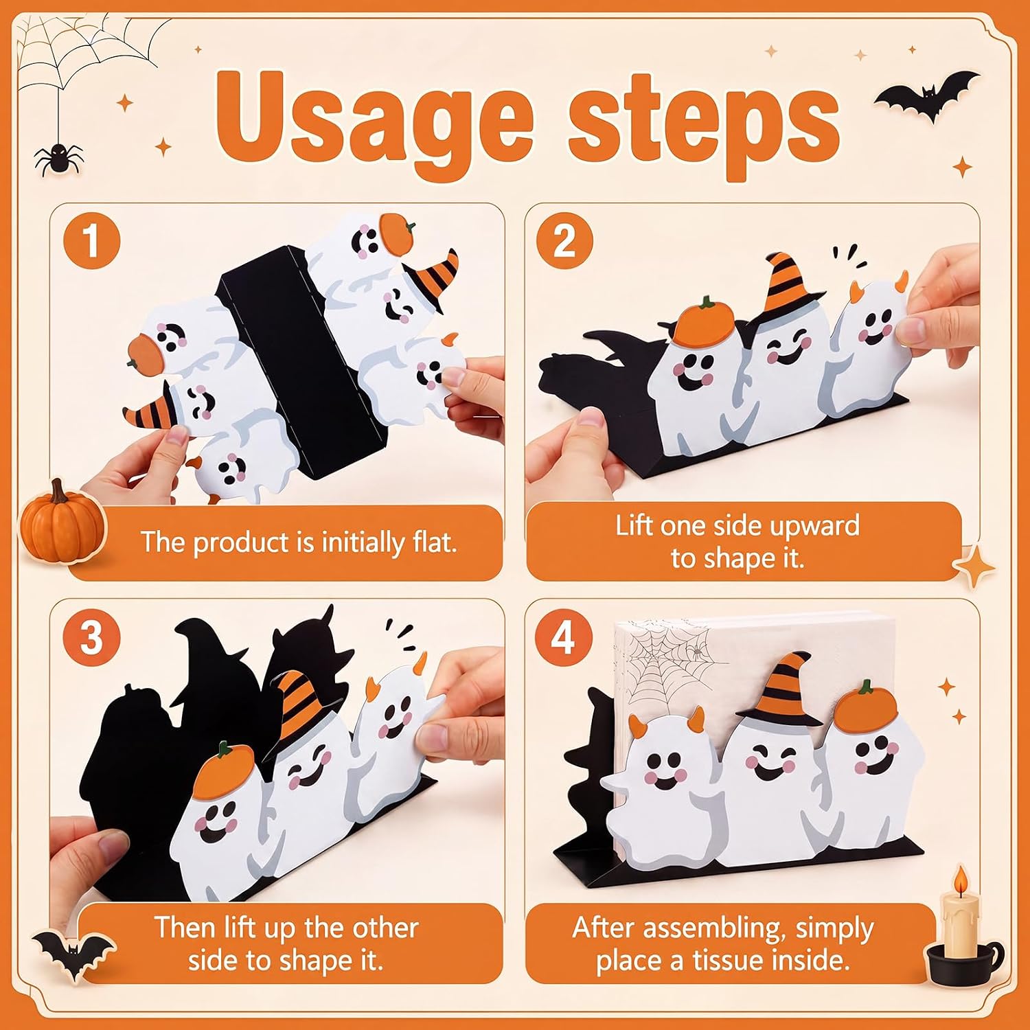 Halloween Napkin Holder for Table Ghost Metal Paper Napkin Holder