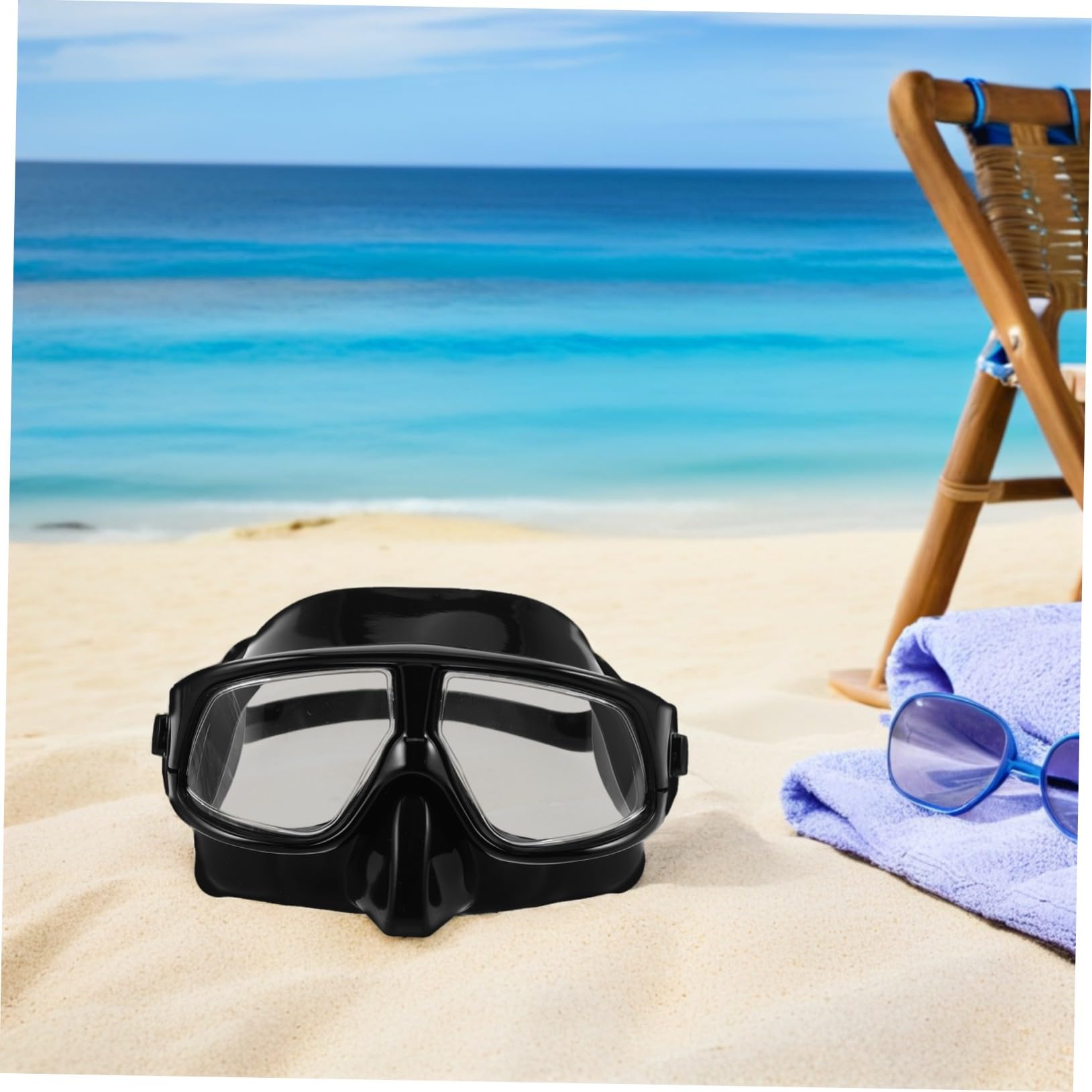 Máscara de Buceo para Snorkel con Tapa Nasal, Negra, Silicona | Correa Ajustable, Diseño de Amplia Visión, para Adultos, Natación y Uso Libre