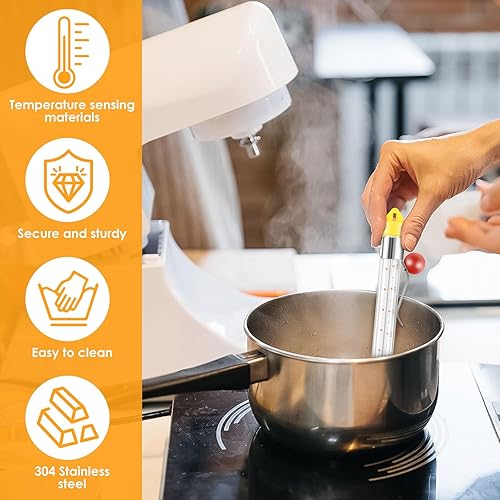 Miniatura 7 de Termómetro de caramelo con clip para olla, termómetro de freír profundamente, termómetro de aceite para freír, termómetro de vidrio para dulces,