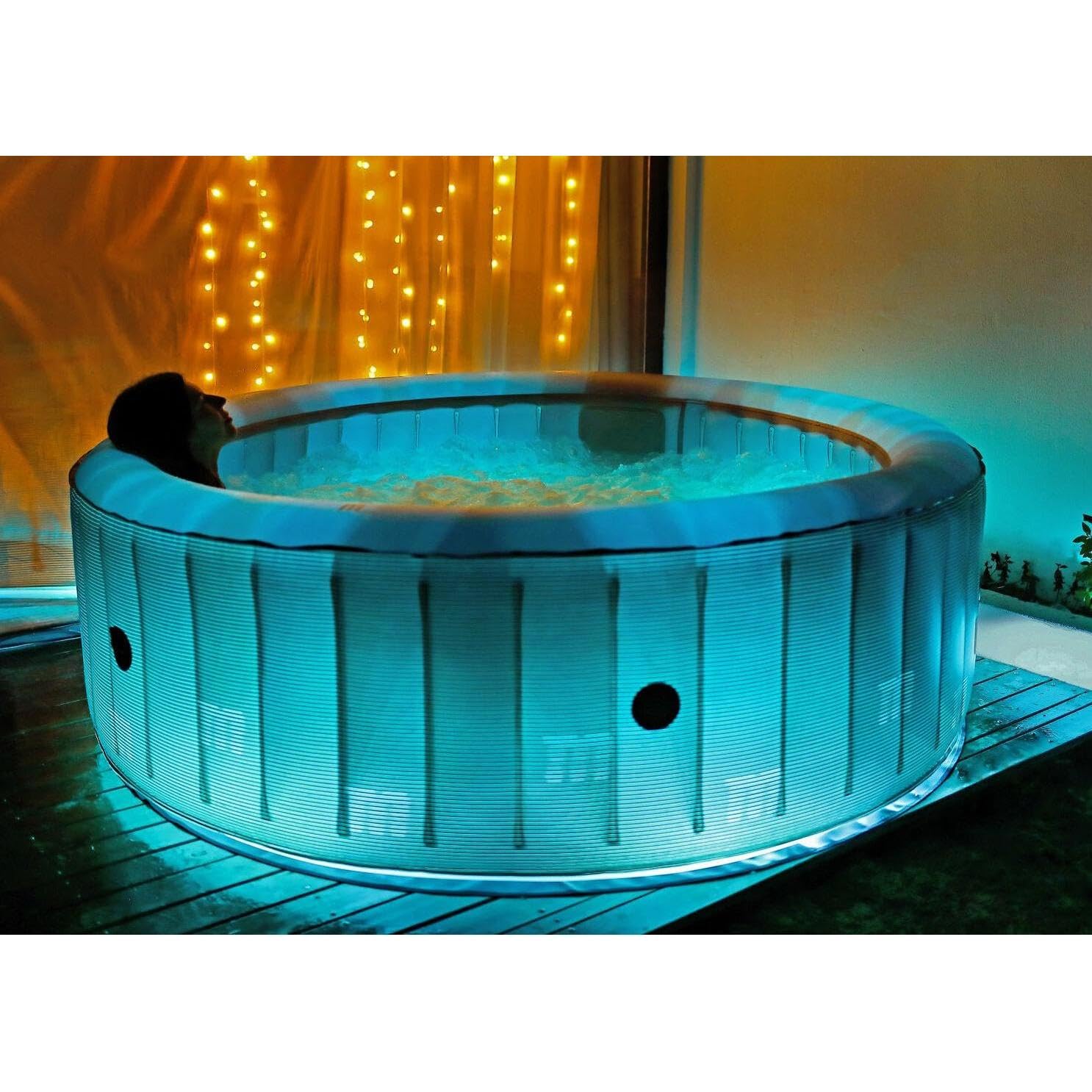 MSpa Starry SPA Hinchable Circular 4-6 Personas con hidromasaje Air Jet, luz LED, calefacción, filtración Inteligente y desinfección UVC