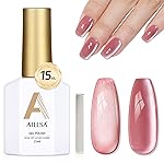 AILLSA Glass Cat Eye Gel Nail Polish, 15ml Pink Glitter Jelly Sheer Gel Polish, Translucent Magnetic Shimmer Sparkle Nail Art U V Salon 0.5 OZ GF35