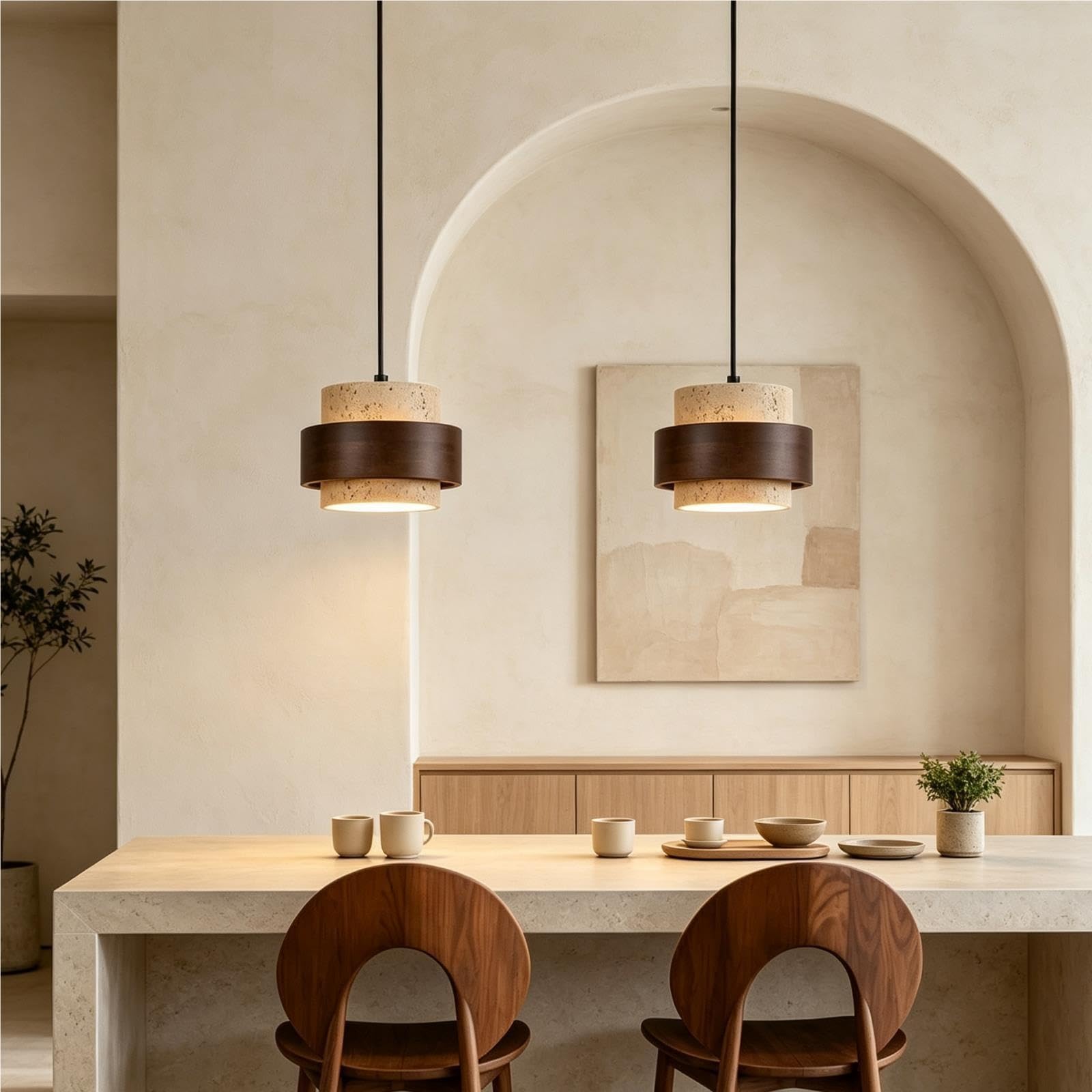 Lámpara colgante de travertino natural nórdico