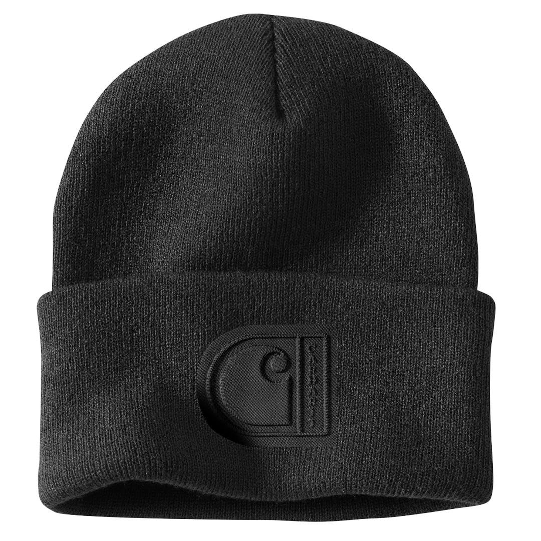 Carhartt Men's Knit Cuffed C Patch Beanie, Black, One Size