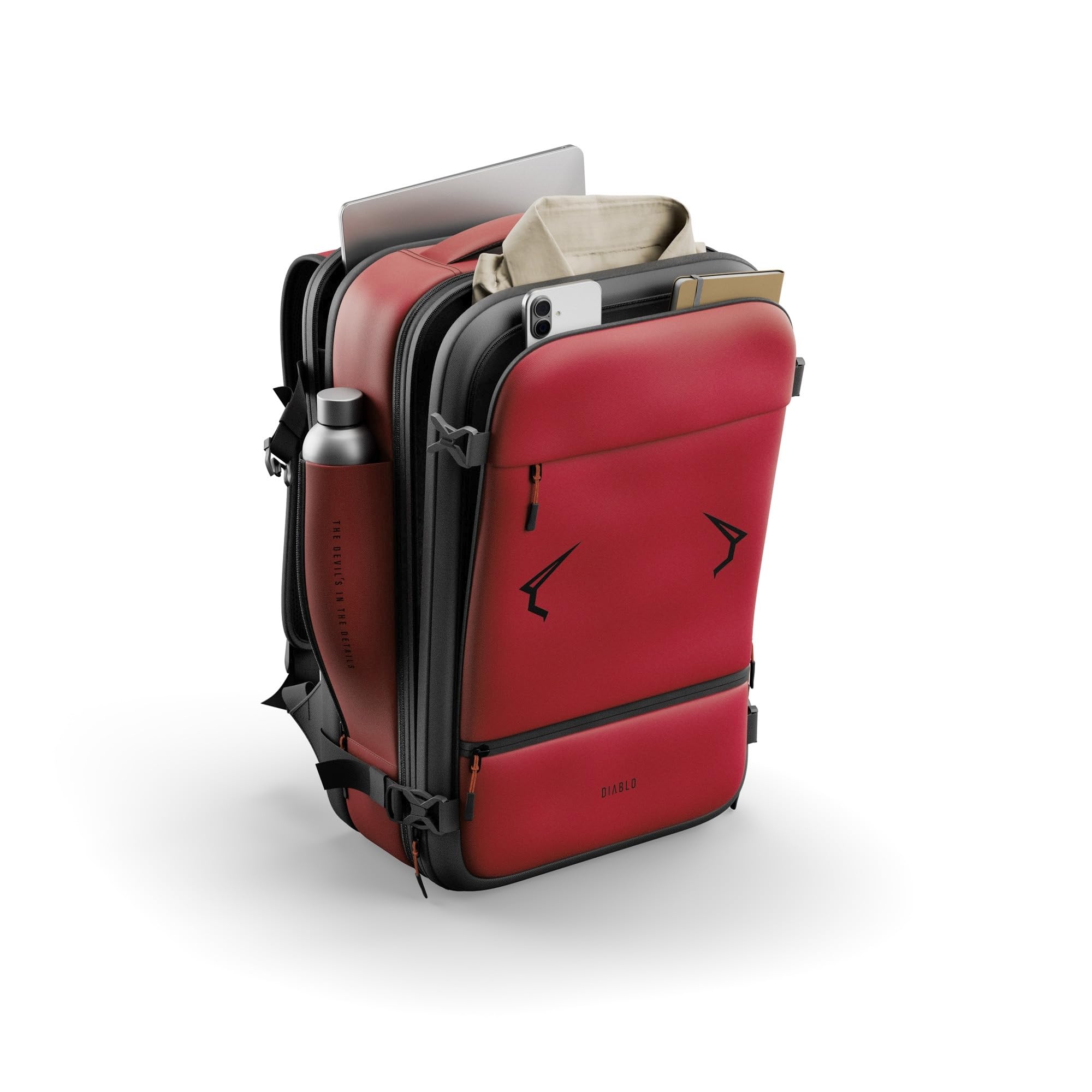 Diablo Chairs Plecak Próżniowy Backpack Air Wodoodporny Plecak Podróżny z Komorą Próżniową Rozszerzającą Pojemność Antywłamaniowy Zamek Kieszeń na Laptopa 32x52x18 cm Czerwony