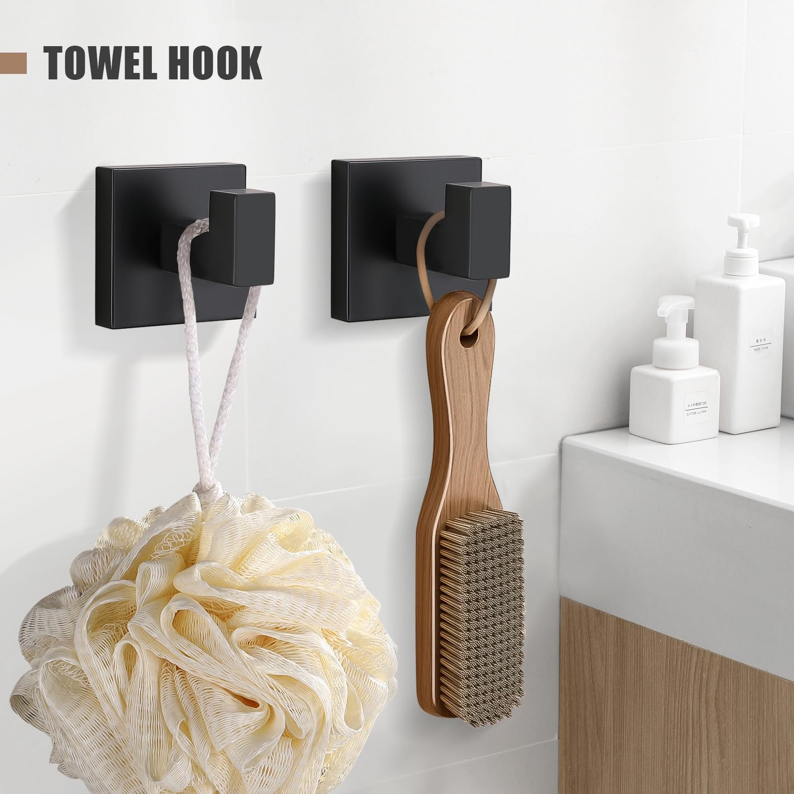 TURS Black Towel Bar Set 5-Pieces Bathroom Hardware Set SUS304 Stainless Steel Towel Rack Set for Bathroom 24 Inch Towel Holder Set Wall Mount