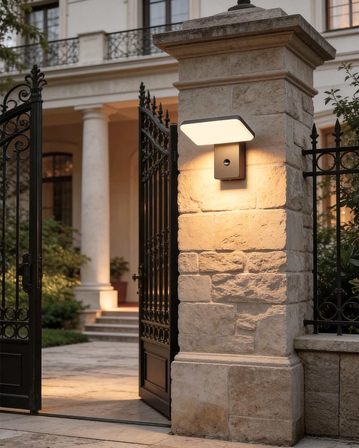 EBION LED Aplique Pared Exterior con Sensor de Movimiento,IP65,3000K-6500K | Lampara de pared con Panel Giratorio de 350°, Moderna de Aluminio Aplique Exterior Interior para Jardín Porches,Entradas
