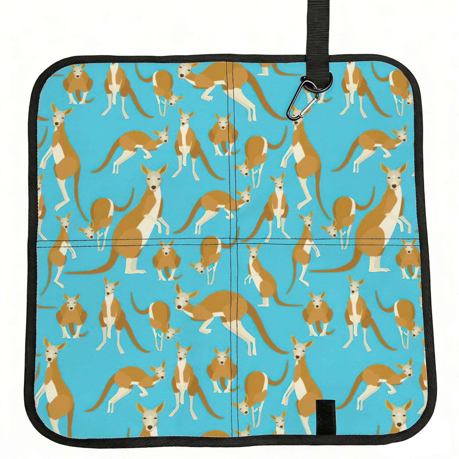 KAPPTYY Funny Cartoon Kangaroo Zoo Printed Bleacher Seat Cushion PE Foam Filling, Foldable Sitting Pad for Concert Stadium Events