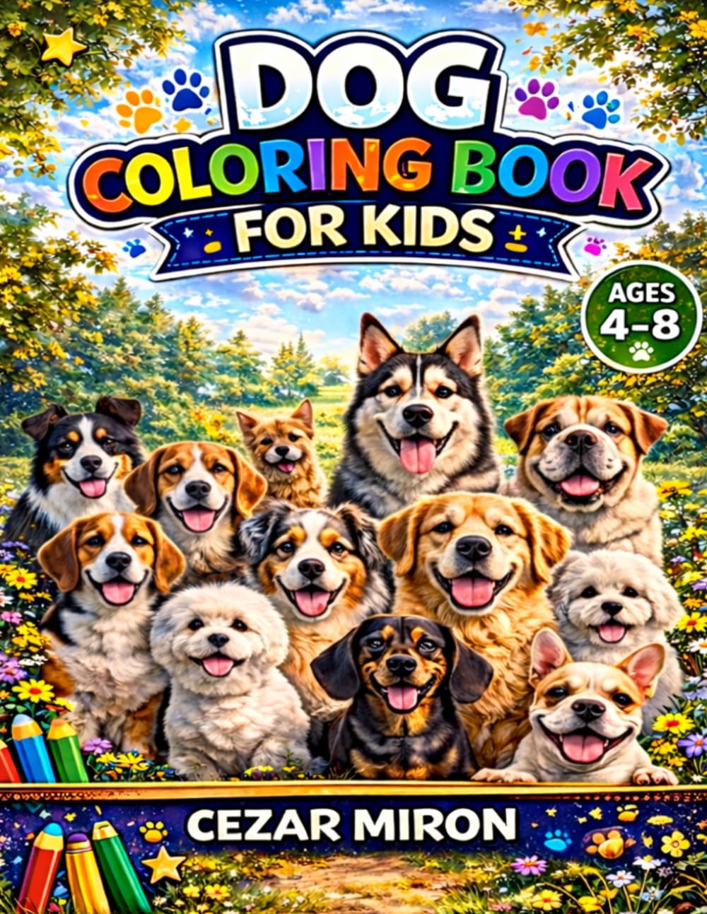 Dog Coloring Book for Kids: 30 Cute Dog Breeds with Fun Facts to Color and Learn