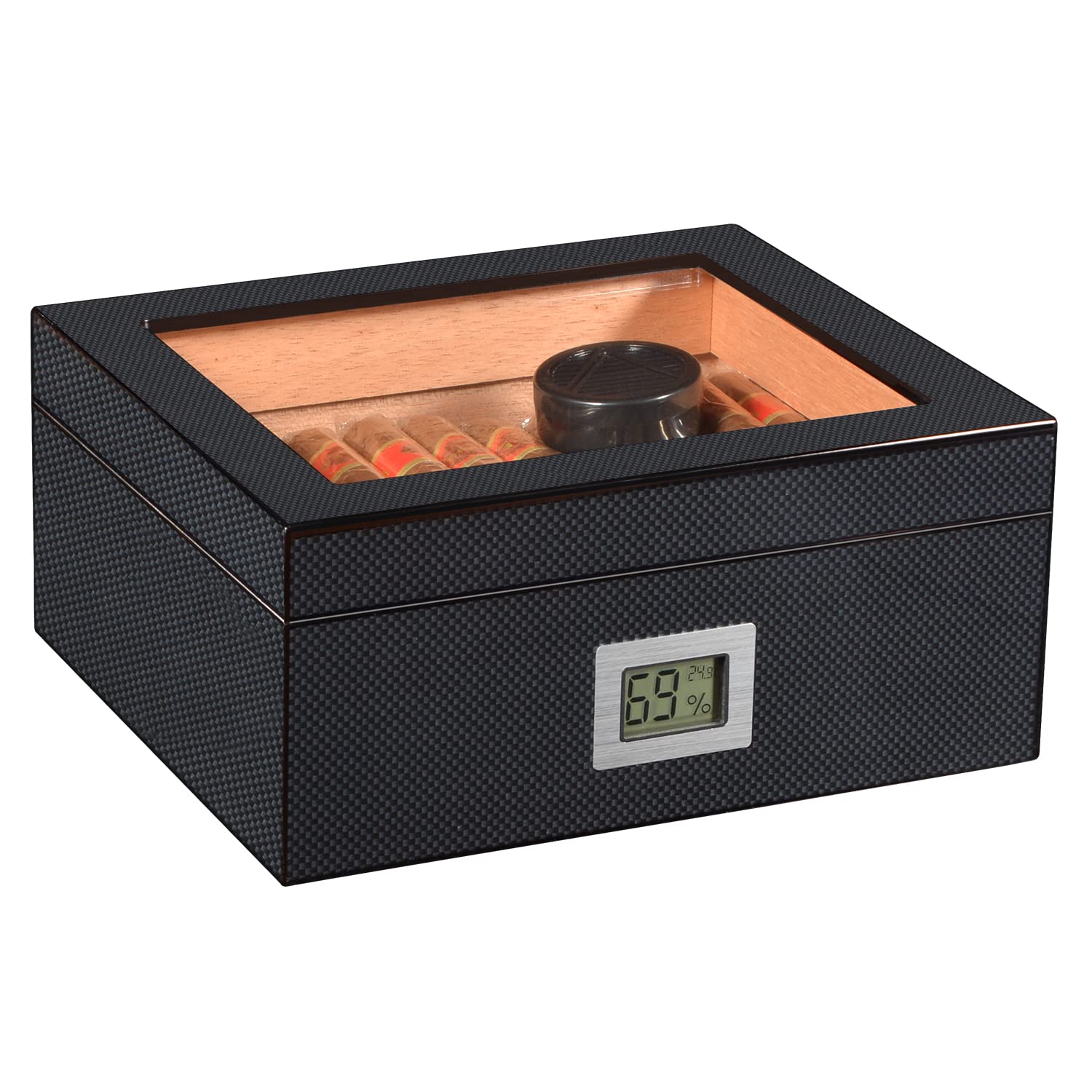 Buy Carbon Fiber Cigar Humidor, Humidor Cigar Box Desktop with Digital