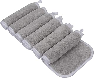 KinHwa Serviette Visage Demaquillante Réutilisable Lingette Demaquillante Lavable Microfibre Serviette Demaquillante Ultra-douce 15cm x 30cm Gris 6Pack