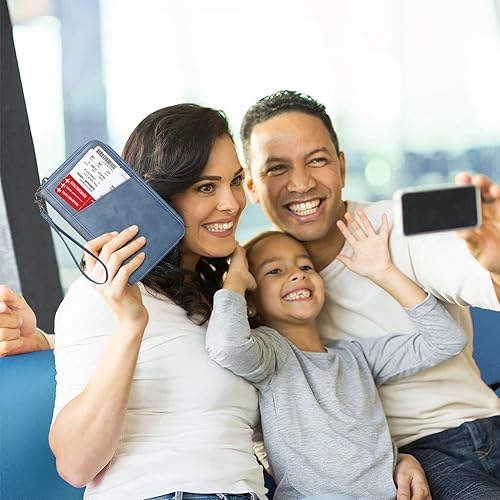 Miniatura 8 de Fintie Soporte para pasaporte familiar, cartera con bloqueo RFID, estuche organizador de documentos de viaje, funda para tarjetas de crédito para