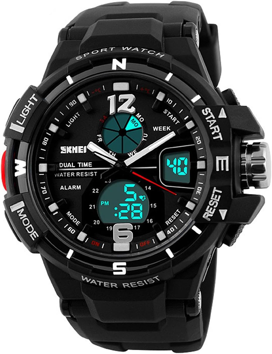 Mens Digital Military Watch, Sports Analogue 50M Waterproof Wrist Watch with Alarm, Running Big Face Led Digital Watches for Men