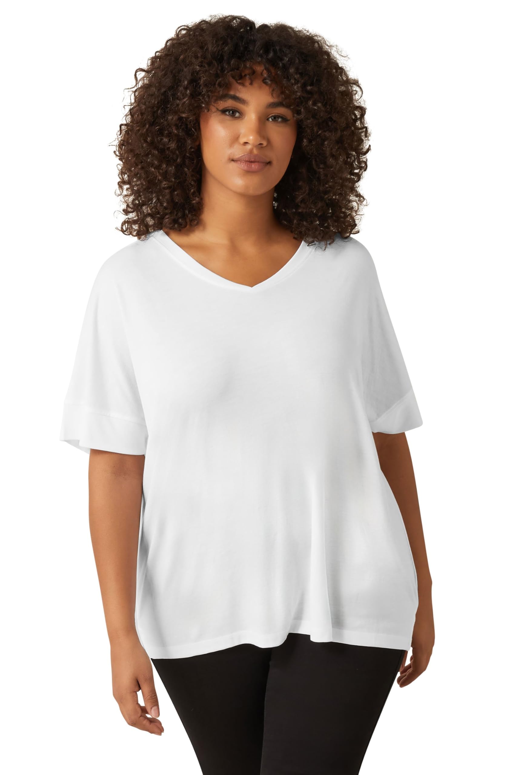 Evans Women's White Plus Short Sleeve Modal Rich Tshirt Size 22-24