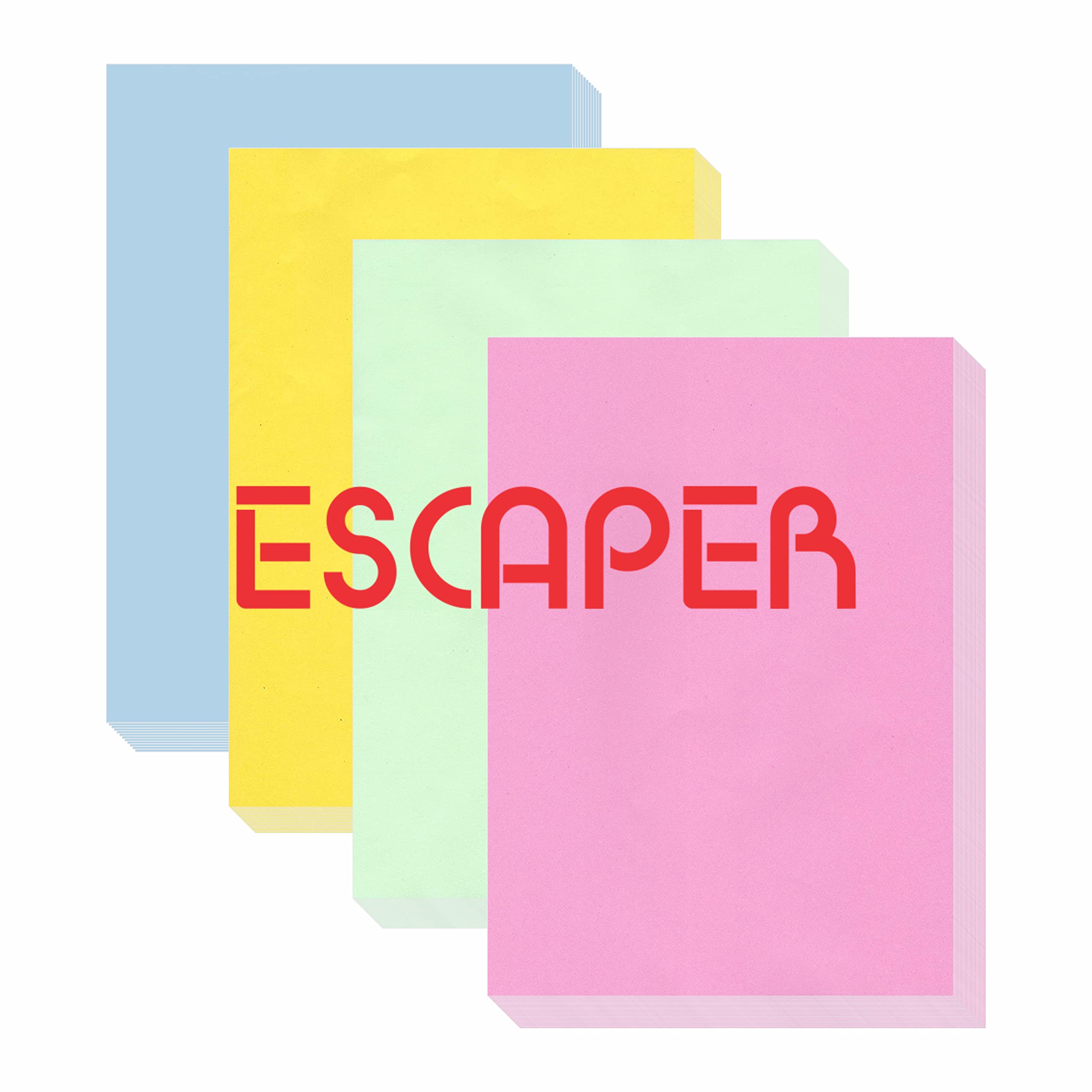 ESCAPER Paquete combinado de papel de color tamaño A4, 500 hojas de papel de color para impresión, manualidades y proyectos, 125 hojas cada una en rosa, menta, limón y aguamarina