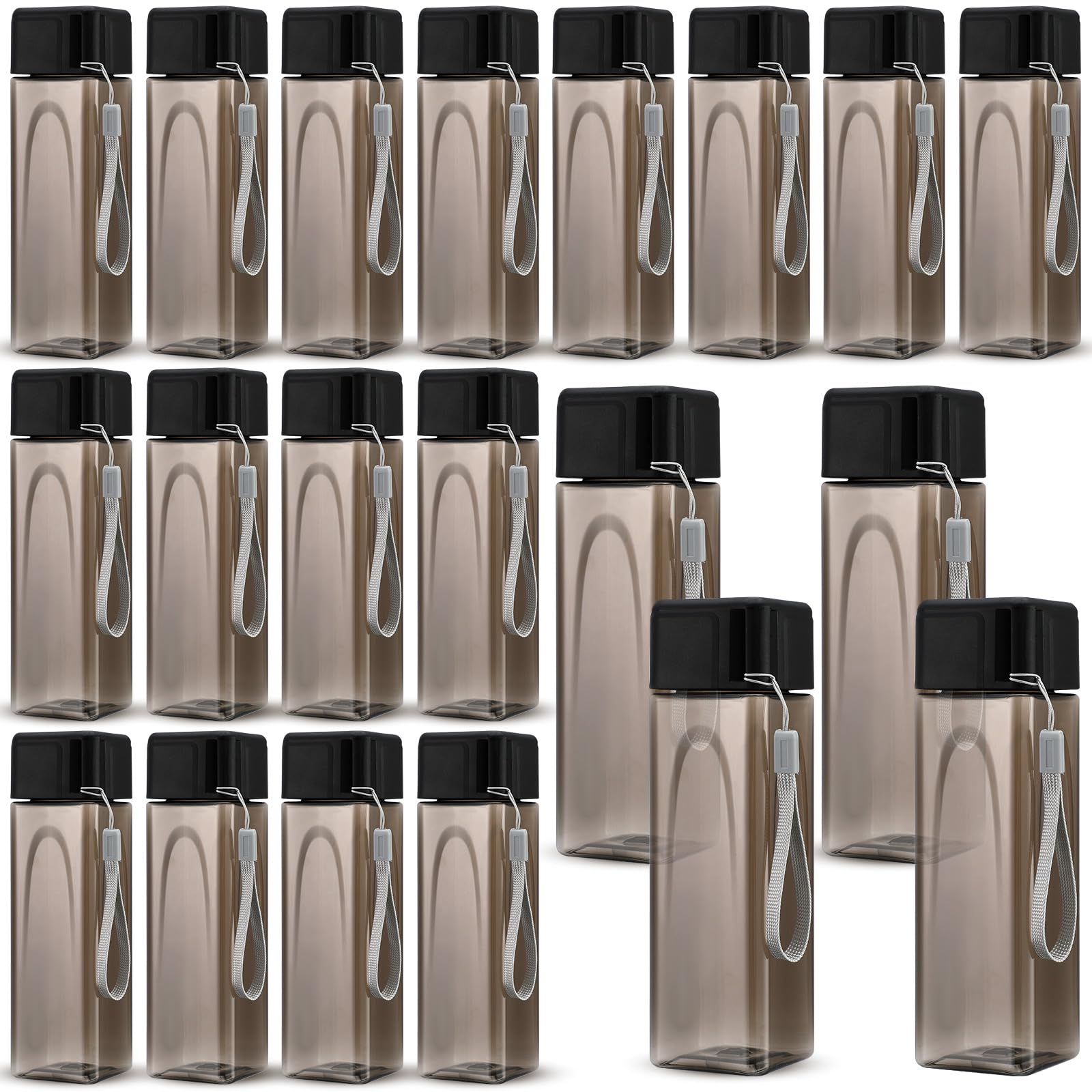 Mifoci 20 botellas de agua a granel de plástico de 17 onzas a granel, para gimnasio, deportes, adultos y niños, botellas de agua grandes reutilizables con tapa abatible a prueba de fugas para fiestas,