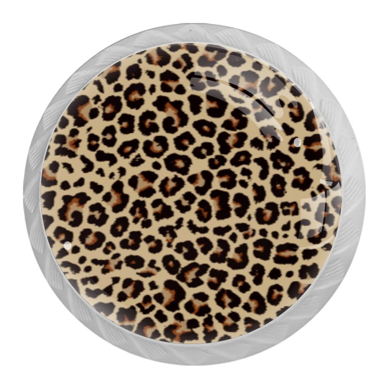 Tqmspg 4 Pieces Drawer Pulls Leopard Pattern Door Knobs Dresser Handles for Kitchen Wardrobe Cupboard Hardware Furniture