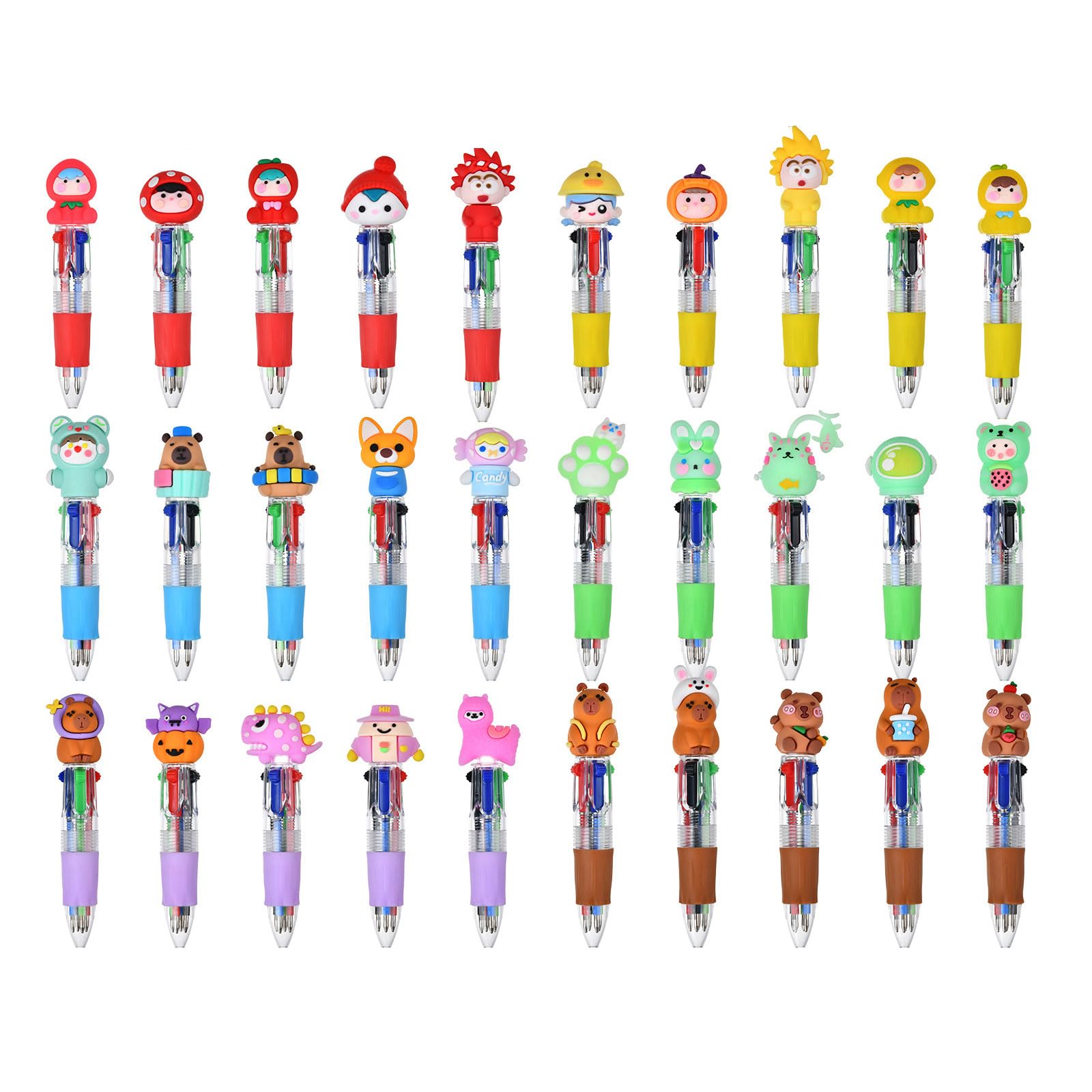 Multicolored Ballpoint Pen 4-Color-in-1 Writing Pens Retractable Multicolored Pens for Journaling Color Coding Cartoon Pens