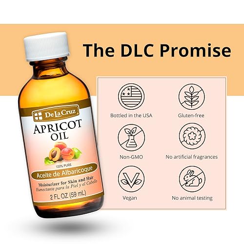 Miniatura 7 de De La Cruz - Aceite de albaricoque - Aceite de almendra de albaricoque 100% puro - Aceite hidratante para piel y cabello - Sin hexano prensado con