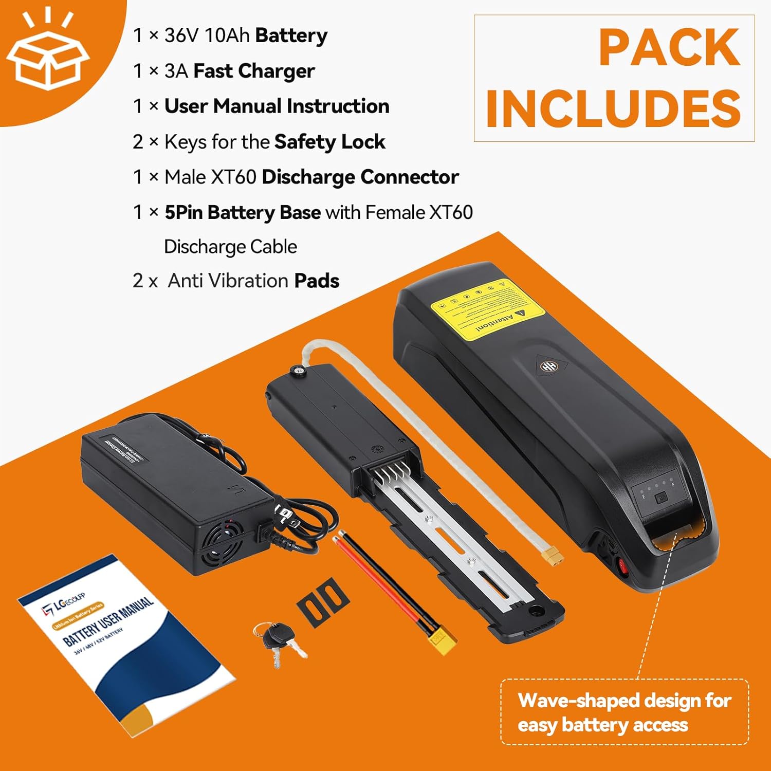 36V 10AH 15AH 20AH Lithium ion B-attery Pack with USB Port 30A BMS Fit for 750W-250W Motor New Upgraded Design