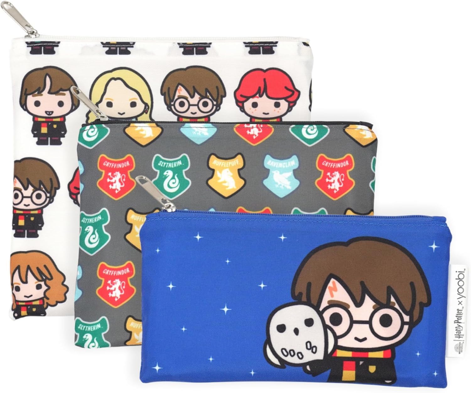 Yoobi Harry Potter X Reusable Snack Bags – 3 Food-Safe Lunch Bags in Various Sizes with Cute Harry Potter Designs – Magical Gift for Kids & Adults