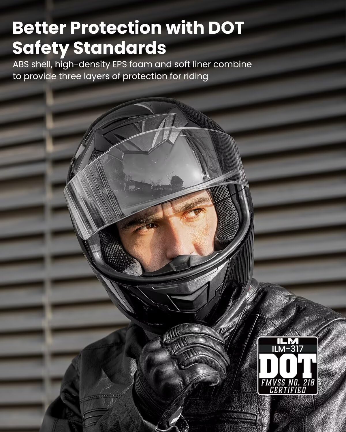 ILM Full Face Motorcycle Helmet for Motocross Street Bike DOT Certified 2 Visors Model-317(Gloss Black, L) : Automotive