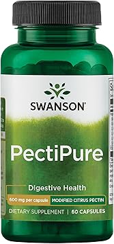 Swanson PectiPure Modified Citrus Pectin Cellular and Digestive Health Supplement for Wellness-Conscious Adults - 82% Galacturonic Acid 60 Capsules, 600 mg Each