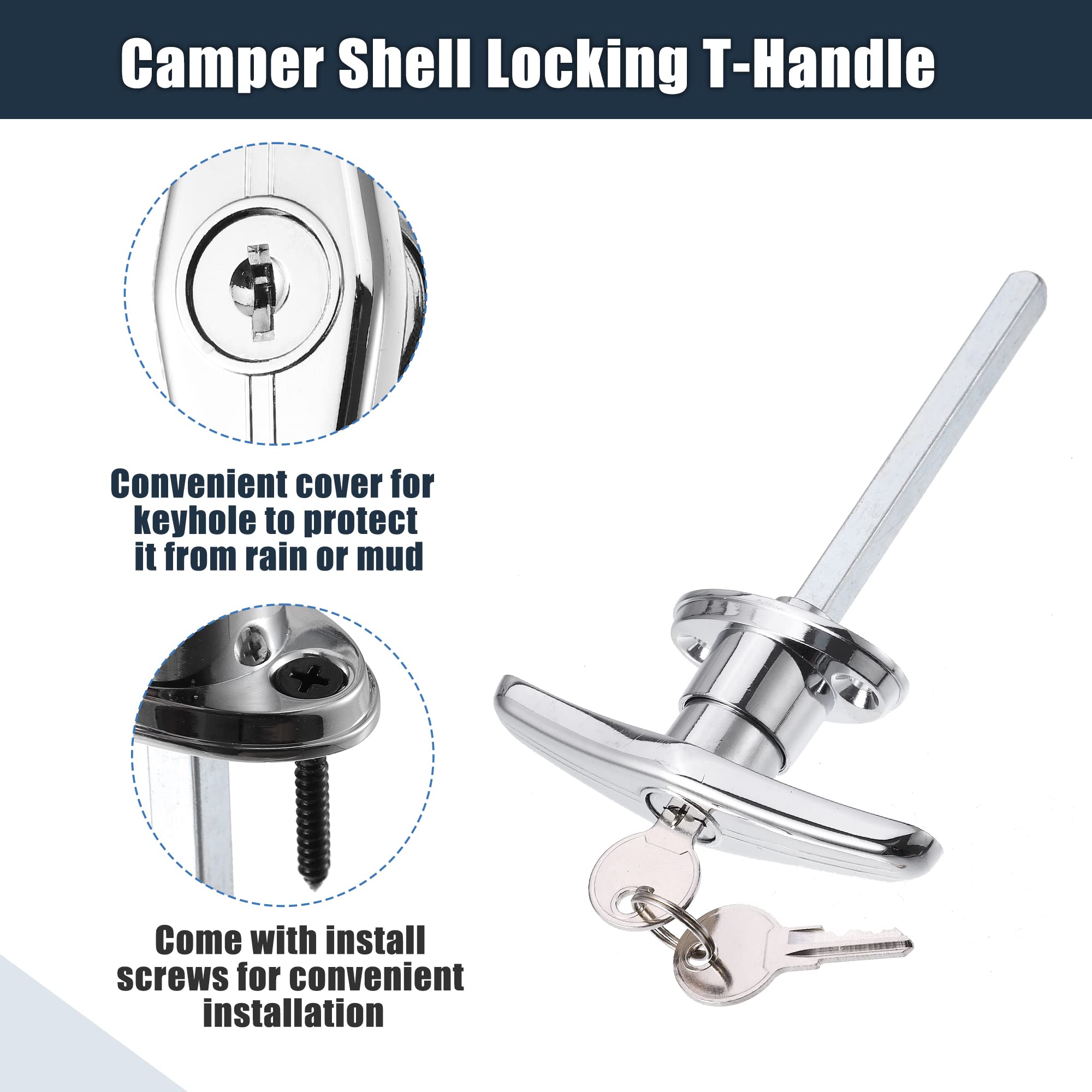 Universal Pickup Truck Cap Camper Tops Locking T-Handles With 2 - Foto 4