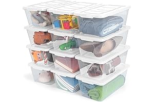 12-Pack Plastic Storage Bins with Lids: The Tidy Master for Efficient Shoe Storage