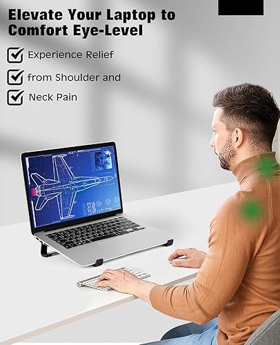 Miniatura 2 de Thibault Soporte ergonómico de aluminio para computadora portátil, elevador de laptop, soporte de refrigeración para laptop, compatible con MacBook