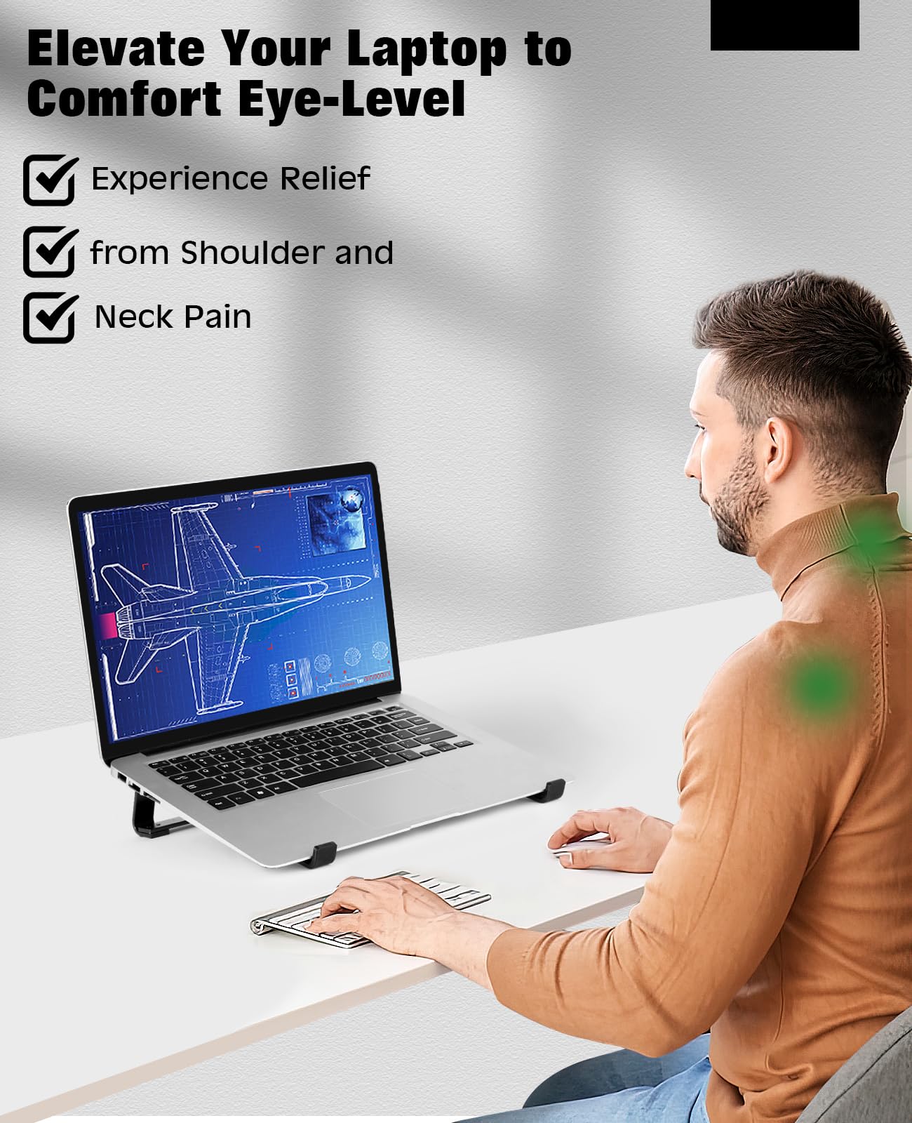 Thibault Laptop Stand for Desk - Aluminum Ergonomic Computer Stand?Laptop Riser, Cooling Laptop Holder, Compatible with MacBook Air Pro/Dell/HP/Lenovo/Alienware and 13-17 inches Laptops, Blue-Black