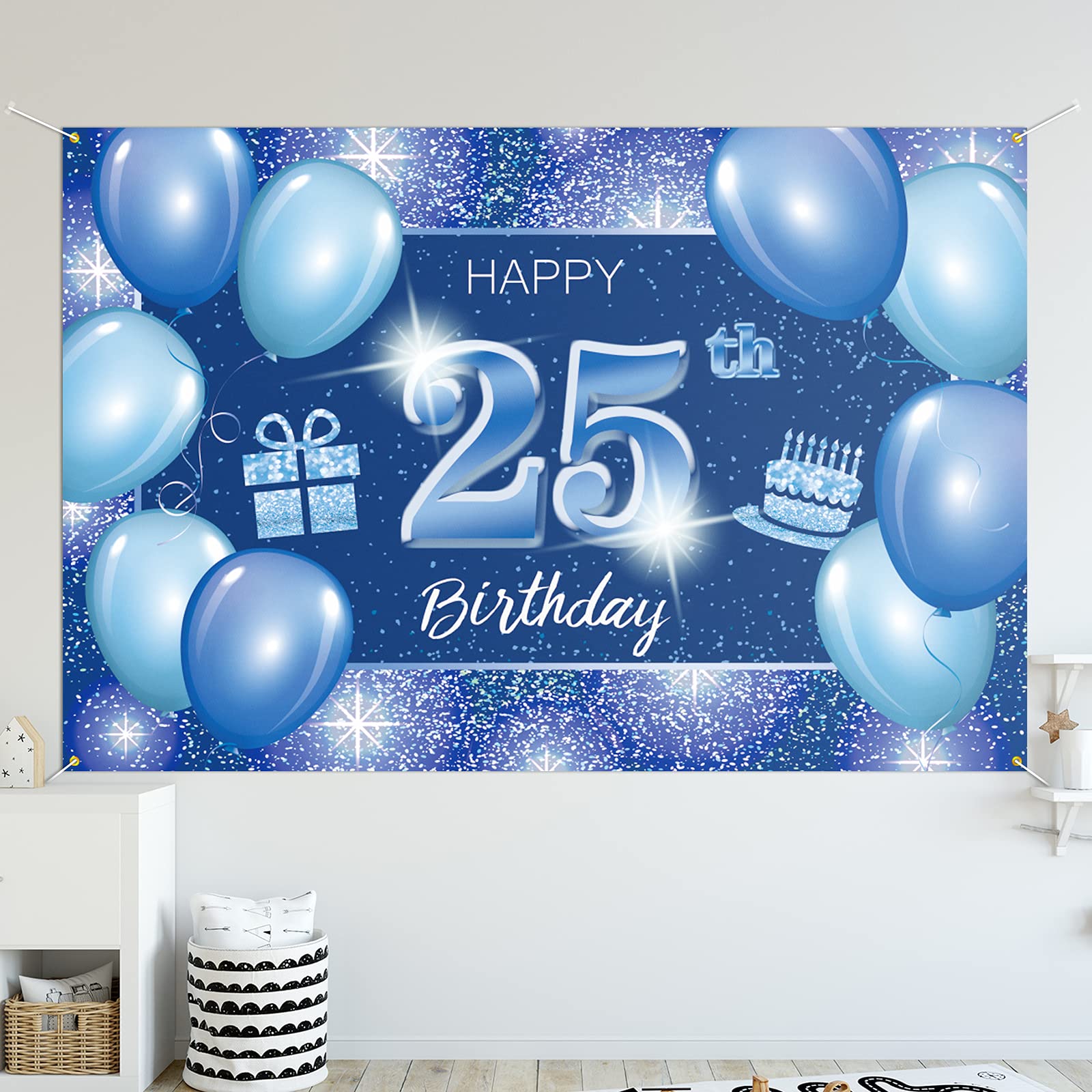 Happy 25th Birthday Glitter Garland Banner - 6.7ft Party Decoration Sign For 25 Year Old - View #8