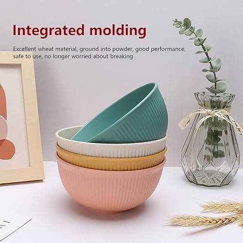 Miniatura 7 de Juego de 4 cuencos de cereales para microondas aptos para lavavajillas, cuencos para cocina, mezclar sopas, servir ensaladeras, fideos, aperitivos,