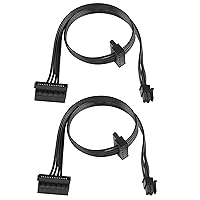 Vista 1 de YACSEJAO Cable divisor de alimentación SATA Mini de 4 pines a 2 pines en ángulo recto de 15 pines para HDD, SSD, unidades ópticas, cable