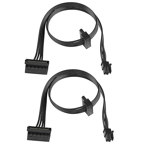 YACSEJAO Cable divisor de alimentación SATA Mini de 4 pines a 2 pines en ángulo recto de 15 pines para HDD, SSD, unidades ópticas, cable de