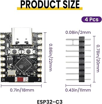 4Pcs ESP32-C3 Super Mini Development Board, Integrated WiFi Bluetooth
