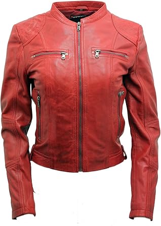 Classic Real Red Leather Biker Jacket 