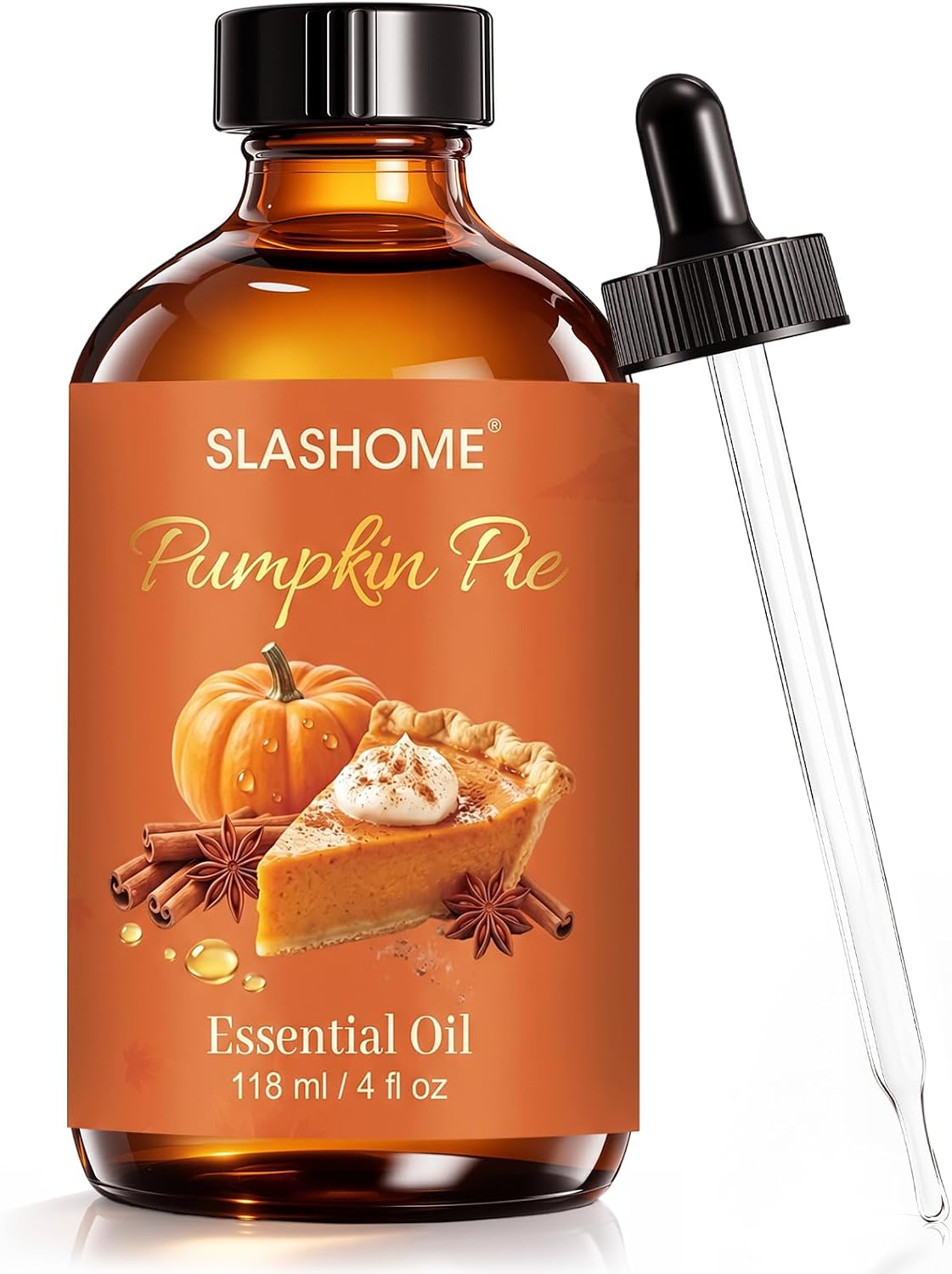 slashome Apple & Cinnamon Fall Essential Oils for Diffuser, 118 ml (4 fl oz) Fragrance Oils for Candle Making, Soap Making & DIY Crafts, Large Bottle for Autumn Home Scent