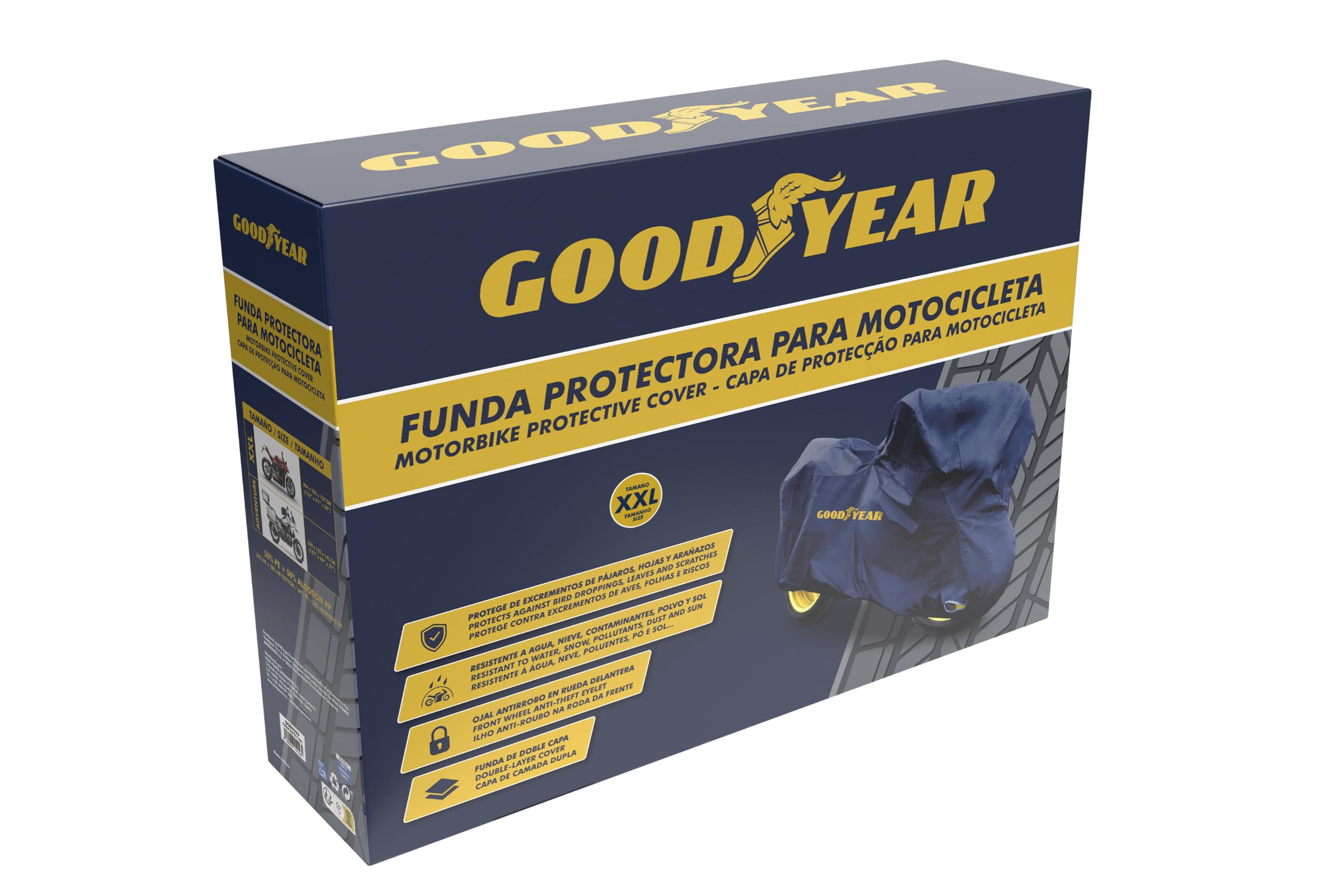 Goodyear GOD7023 Pokrowiec na motocykl wodoszczelny z opakowaniem do przechowywania Niebieski